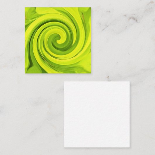 Groovy抽象芸術グリーンリキッドアートスワール絵画ズ スクエア名刺 (正面/裏面)