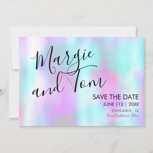 Groovy抽象芸術スクリプト日付をピンク色で保存 招待状 (正面)