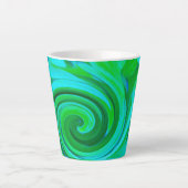 Groovy抽象芸術ターコイズ液体スワール絵画ズ カフェラテマグ (正面)