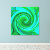 Groovy抽象芸術ターコイズ液体スワール絵画ズ キャンバスプリント (インサイチュ (ウッドフロア))