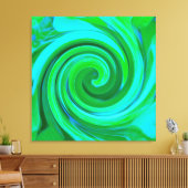 Groovy抽象芸術ターコイズ液体スワール絵画ズ キャンバスプリント (インサイチュ (リビング))