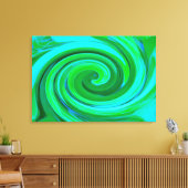 Groovy抽象芸術ターコイズ液体スワール絵画ズ キャンバスプリント (インサイチュ (リビング))