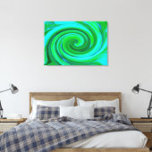 Groovy抽象芸術ターコイズ液体スワール絵画ズ キャンバスプリント (インサイチュ (寝室))