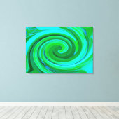 Groovy抽象芸術ターコイズ液体スワール絵画ズ キャンバスプリント (インサイチュ (ウッドフロア))