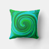 Groovy抽象芸術ターコイズ液体スワール絵画ズ クッション (裏面)