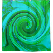 Groovy抽象芸術ターコイズ液体スワール絵画ズ シャワーカーテン (正面)