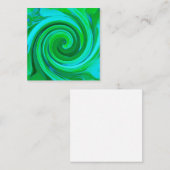 Groovy抽象芸術ターコイズ液体スワール絵画ズ スクエア名刺 (正面/裏面)