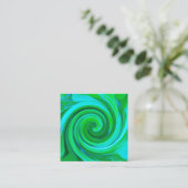 Groovy抽象芸術ターコイズ液体スワール絵画ズ スクエア名刺 (スタンド正面)