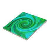 Groovy抽象芸術ターコイズ液体スワール絵画ズ タイル (側面)