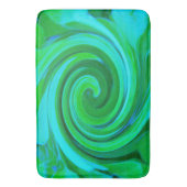 Groovy抽象芸術ターコイズ液体スワール絵画ズ バスマット (正面縦)