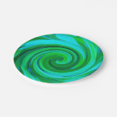 Groovy抽象芸術ターコイズ液体スワール絵画ズ ペーパープレート (アングル)