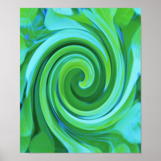 Groovy抽象芸術ターコイズ液体スワール絵画ズ ポスター (正面)