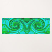 Groovy抽象芸術ターコイズ液体スワール絵画ズ ヨガマット (正面(横))