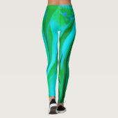 Groovy抽象芸術ターコイズ液体スワール絵画ズ レギンス (裏面)