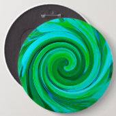 Groovy抽象芸術ターコイズ液体スワール絵画ズ 缶バッジ (正面&裏面)