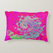 Groovy抽象芸術ティール（緑がかった色）ブルーとレッドスワール アクセントクッション (裏面)