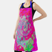Groovy抽象芸術ティール（緑がかった色）ブルーとレッドスワール エプロン (インサイチュ)