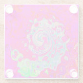 Groovy抽象芸術ティール(緑がかった色)ブルーとレッドスワール ガラスコースター (裏面)