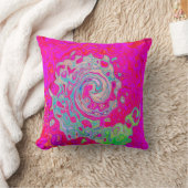 Groovy抽象芸術ティール(緑がかった色)ブルーとレッドスワール クッション (ブランケット)