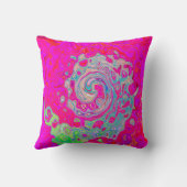 Groovy抽象芸術ティール(緑がかった色)ブルーとレッドスワール クッション (裏面)