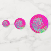 Groovy抽象芸術ティール（緑がかった色）ブルーとレッドスワール コンフェッティ (正面)