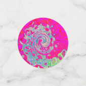 Groovy抽象芸術ティール（緑がかった色）ブルーとレッドスワール コンフェッティ (スモール正面)