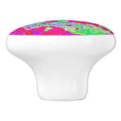 Groovy抽象芸術ティール（緑がかった色）ブルーとレッドスワール セラミックノブ (側面)