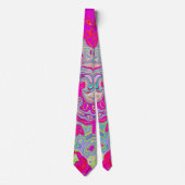 Groovy抽象芸術ティール(緑がかった色)ブルーとレッドスワール ネクタイ (正面)