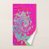 Groovy抽象芸術ティール(緑がかった色)ブルーとレッドスワール バスタオルセット (ハンドタオル)