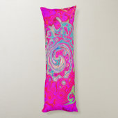 Groovy抽象芸術ティール（緑がかった色）ブルーとレッドスワール ボディピロー (裏面 (縦))