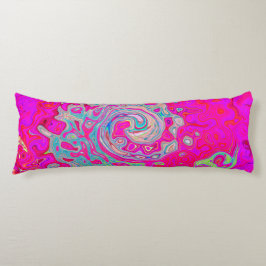 Groovy抽象芸術ティール（緑がかった色）ブルーとレッドスワール ボディピロー