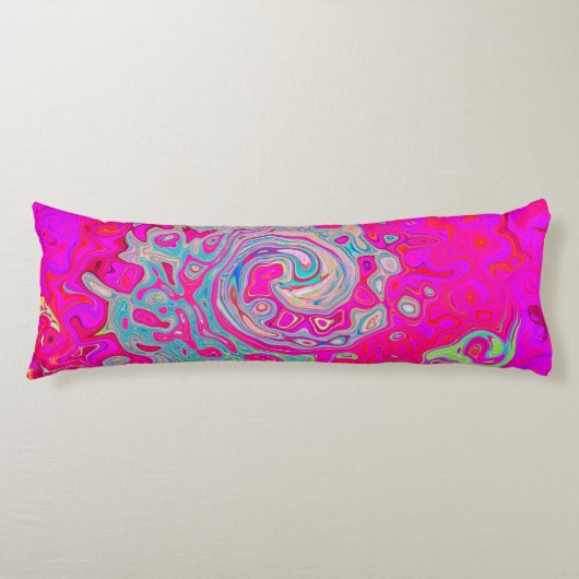 Groovy抽象芸術ティール（緑がかった色）ブルーとレッドスワール ボディピロー (正面)