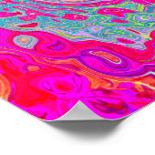 Groovy抽象芸術ティール(緑がかった色)ブルーとレッドスワール ポスター (角)