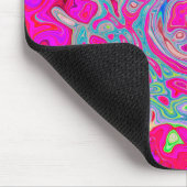 Groovy抽象芸術ティール(緑がかった色)ブルーとレッドスワール マウスパッド (コーナー)