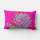 Groovy抽象芸術ティール（緑がかった色）ブルーとレッドスワール ランバークッション (裏面)