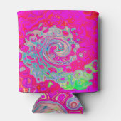 Groovy抽象芸術ティール(緑がかった色)ブルーとレッドスワール 缶クーラー (裏面)