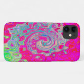 Groovy抽象芸術ティール（緑がかった色）ブルーとレッドスワール Case-Mate iPhoneケース (裏面(横))