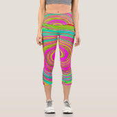 Groovy抽象芸術ピンクとターコイズ旋回 カプリレギンス (正面)