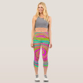 Groovy抽象芸術ピンクとターコイズ旋回 カプリレギンス (正面)