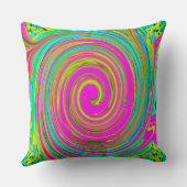 Groovy抽象芸術ピンクとターコイズ旋回 クッション (裏面)