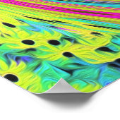 Groovy抽象芸術ピンクとターコイズ旋回 ポスター (角)