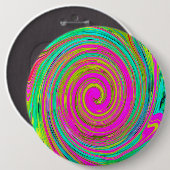 Groovy抽象芸術ピンクとターコイズ旋回 缶バッジ (正面&裏面)
