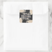 Groovy抽象芸術ブラック/オフホワイト卒業ステッカー スクエアシール (バッグ)