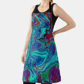 Groovy抽象芸術レトロアートin青と赤 エプロン (インサイチュ)