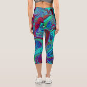 Groovy抽象芸術レトロアートin青と赤 カプリレギンス (裏面)