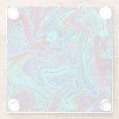 Groovy抽象芸術レトロアートin青と赤 ガラスコースター (裏面)