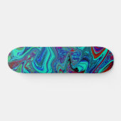 Groovy抽象芸術レトロアートin青と赤 スケートボード (横)