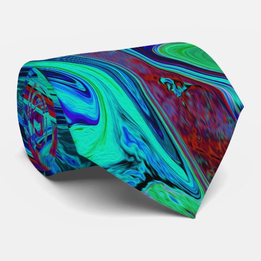 Groovy抽象芸術レトロアートin青と赤 ネクタイ (ロール)