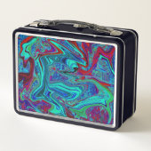 Groovy抽象芸術レトロアートin青と赤 メタルランチボックス (裏面)