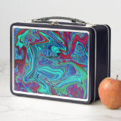 Groovy抽象芸術レトロアートin青と赤 メタルランチボックス (インサイチュ)